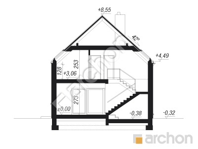 Проєкт будинку ARCHON+ Будинок в очитках (Г2) Розріз будинку