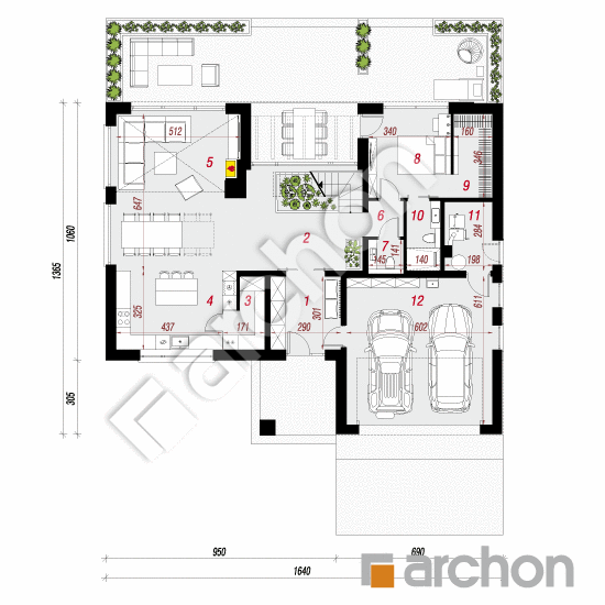 Проект дома ARCHON+ Дом в кливиях 11 (Г2) План першого поверху