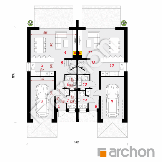 Проект дома ARCHON+ Вилла Амелия 2 (ГР2) План першого поверху