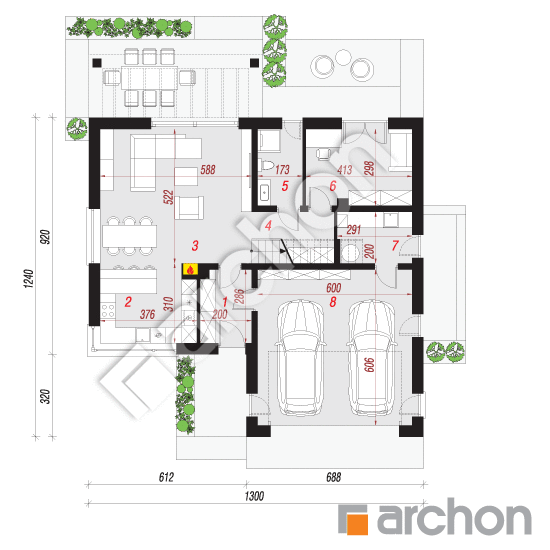 Проект будинку ARCHON+ Будинок в переломнику (Г2) План першого поверху
