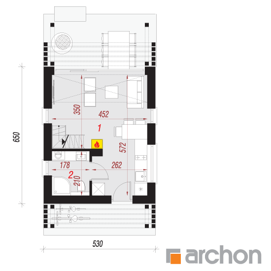 Проект будинку ARCHON+ Літній будиночок в голокупнику 2 План першого поверху