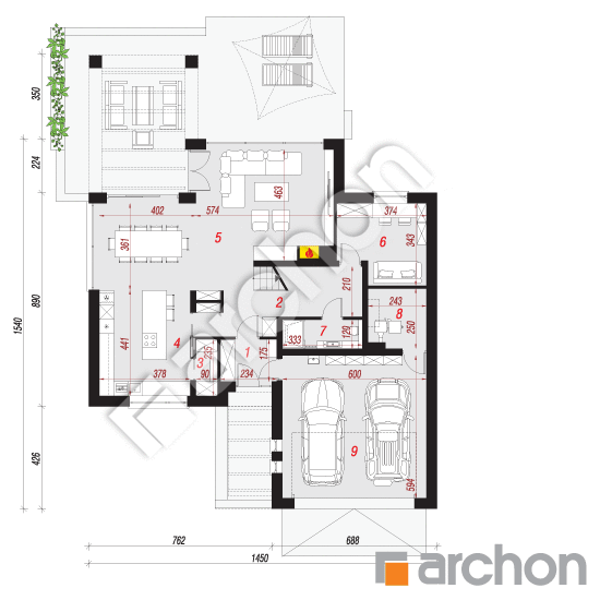 Проект дома ARCHON+ Дом в мачейках 2 (Г2) План першого поверху