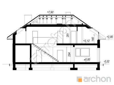 Проект дома ARCHON+ Дом в мачейках 2 (Г2) Розріз будинку