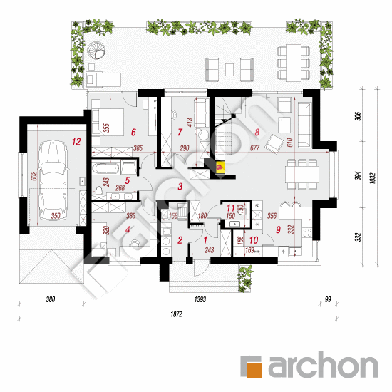 Проект будинку ARCHON+ Будинок під червоною горобиною (ДМН) вер.2 План першого поверху