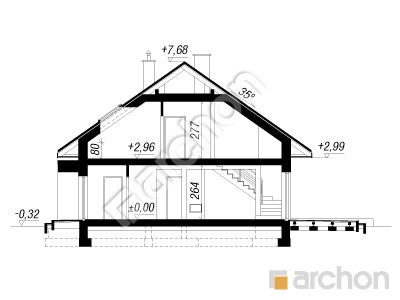 Проект дома ARCHON+ Дом под красной рябиной (ГМН) вер.2 Розріз будинку