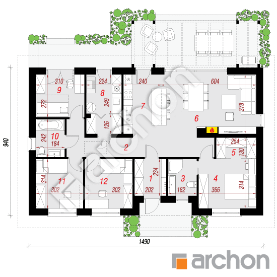 Проект дома ARCHON+ Дом в баллотах План першого поверху