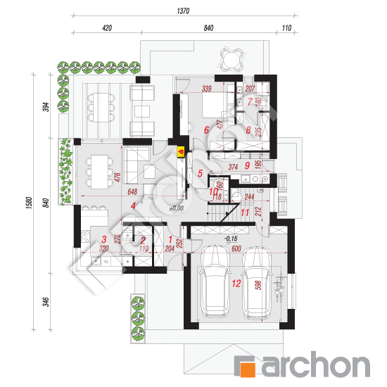 Проект дома ARCHON+ Дом в подснежниках 14 (Г2) План першого поверху