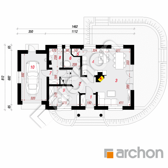 Проект будинку ARCHON+ Будинок в вербені 7 План першого поверху