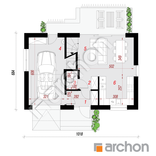 Проект дома ARCHON+ Дом в ирисе 4 (Г) План першого поверху