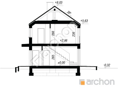 Проект дома ARCHON+ Дом в касатиках 4 (Г) Розріз будинку