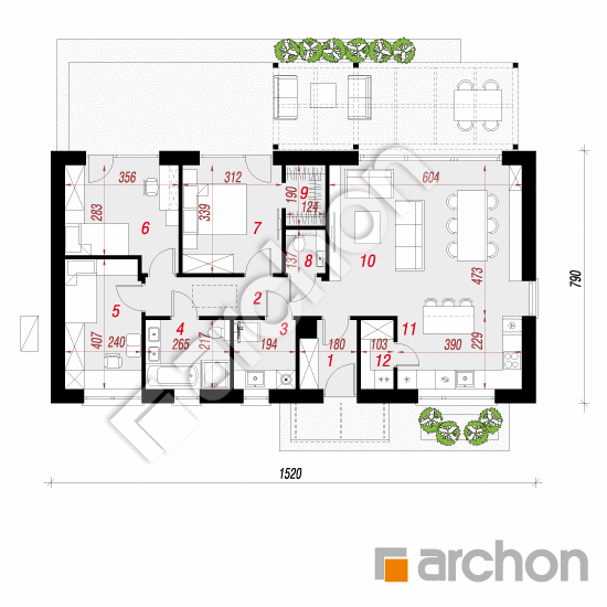 Проект дома ARCHON+ Дом в ирисе 2 (Н) ВИЭ План першого поверху