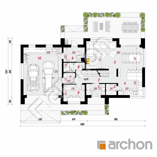 Проект будинку ARCHON+ Будинок в аурорах 10 (Г2) План першого поверху