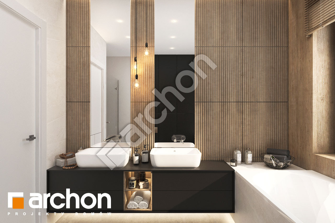 Проект дома ARCHON+ Дом в ренклодах 11 (Г2) визуализация ванной (визуализация 3 вид 3)