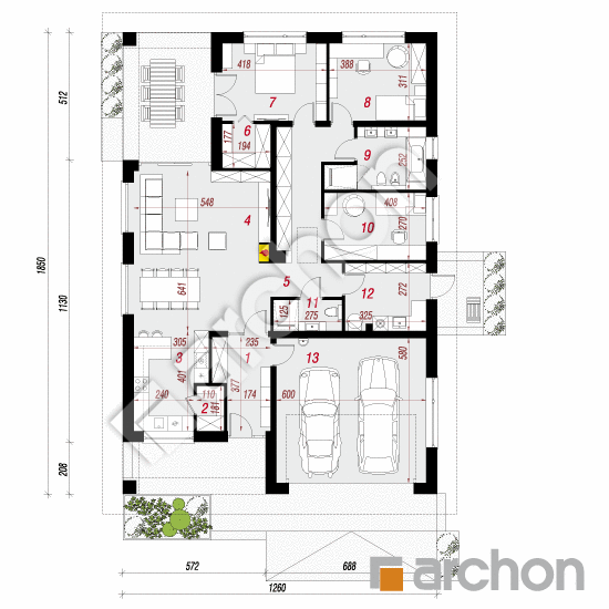 Проект дома ARCHON+ Дом в ренклодах 11 (Г2) План першого поверху