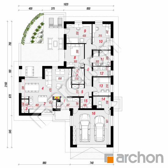 Проект будинку ARCHON+ Будинок в жимолості (Г2) План першого поверху