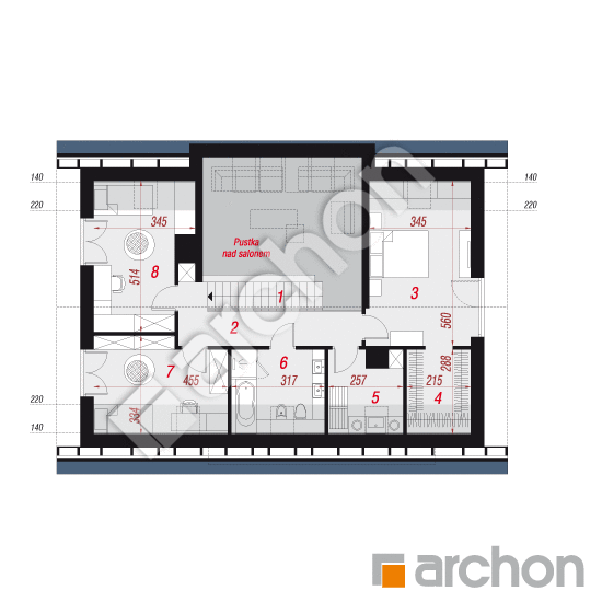 Проект будинку ARCHON+ Будинок в золотоні План мансандри