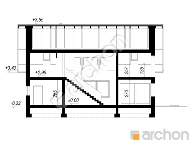 Проект дома ARCHON+ Дом в золотоне Розріз будинку