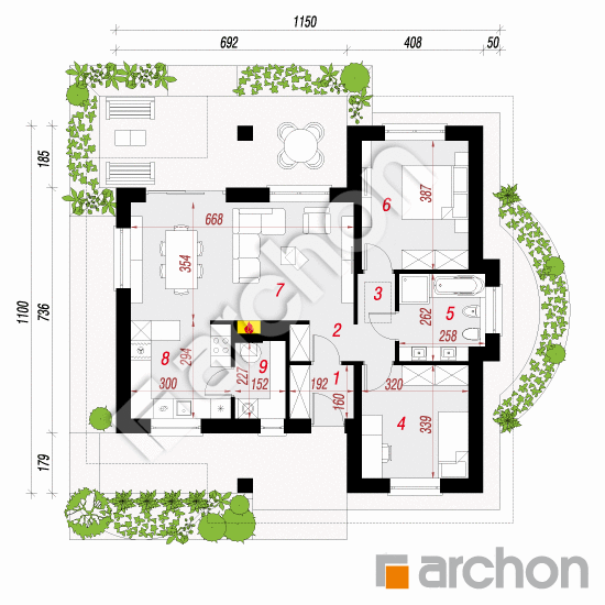 Проект дома ARCHON+ Дом в коштелях План першого поверху