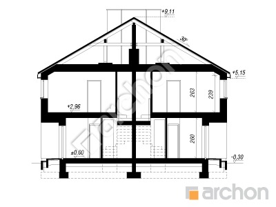 Проект дома ARCHON+ Дом в вороньем глазу (Р2Б) вер.2 Розріз будинку