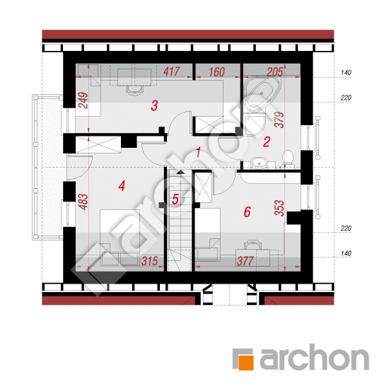Проект будинку ARCHON+ Будинок в суниці 5 (Т) План мансандри