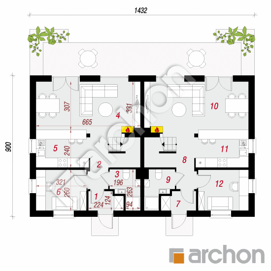 Проект будинку ARCHON+ Будинок в аркадіях (Р2Т) План першого поверху