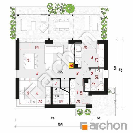 Проект дома ARCHON+ Дом в крыжовнике 2 План першого поверху