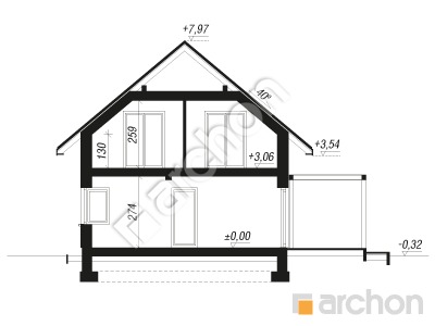 Проект дома ARCHON+ Дом в крыжовнике 2 Розріз будинку