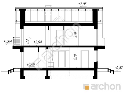 Проєкт будинку ARCHON+ Будинок в рододендронах 5 (H) вер.2 Розріз будинку