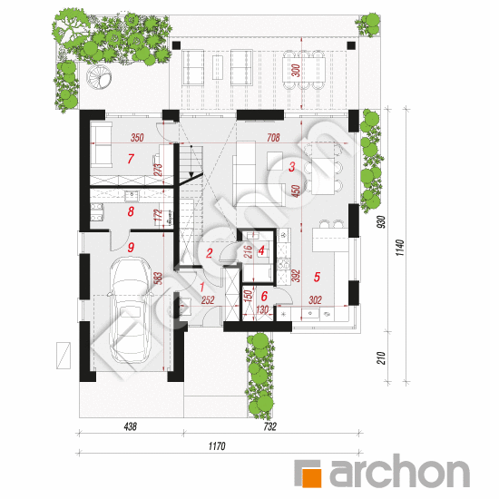 Проект дома ARCHON+ Дом под персиками (ГЕ) ВИЭ План першого поверху