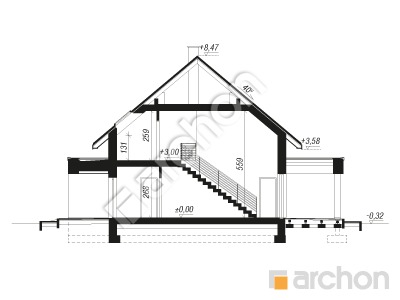 Проєкт будинку ARCHON+ Будинок під персиками (ГЕ) ВДЕ Розріз будинку