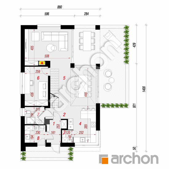 Проект будинку ARCHON+ Будинок в тамарілло 2 План першого поверху