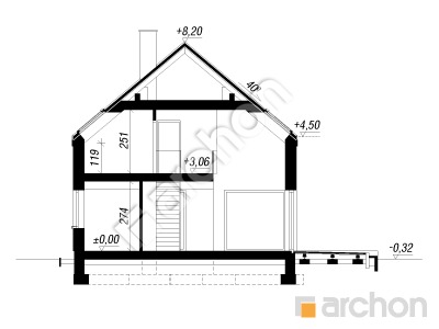 Проект дома ARCHON+ Дом в тамарилло 2                                           Розріз будинку