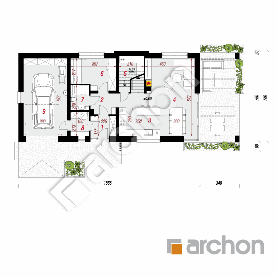 Проект дома ARCHON+ Дом в марцинках План першого поверху