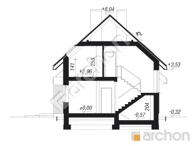 Проект дома ARCHON+ Дом в марцинках Розріз будинку