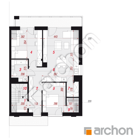 Проект дома ARCHON+  Дом в фиалках 11 (Р2Б) вер.2 План мансандри