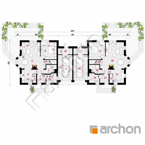 Проект будинку ARCHON+ Будинок в рододендронах 5 (Р2Т) План першого поверху