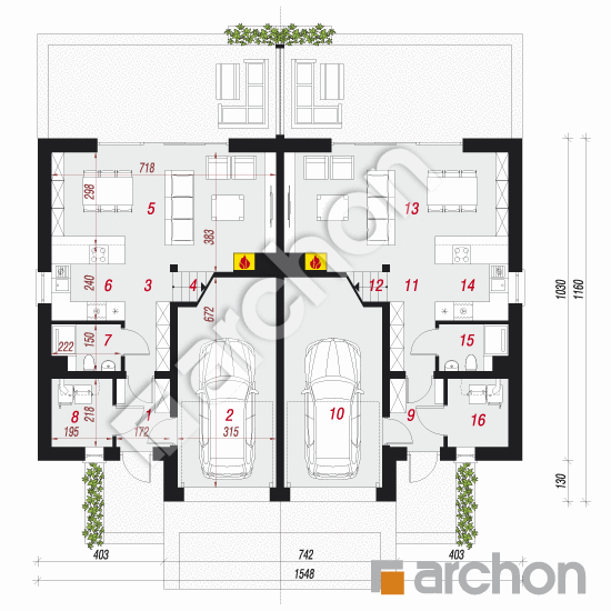 Проект дома ARCHON+ Дом в клематисах 24 (Р2) План першого поверху