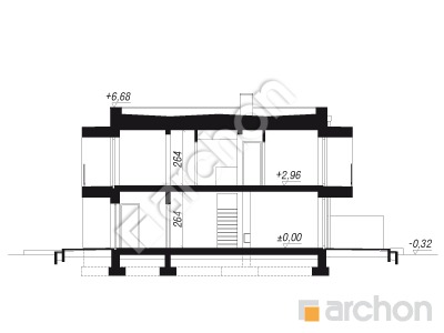 Проєкт будинку ARCHON+ Будинок в клематисах 24 (Р2) Розріз будинку