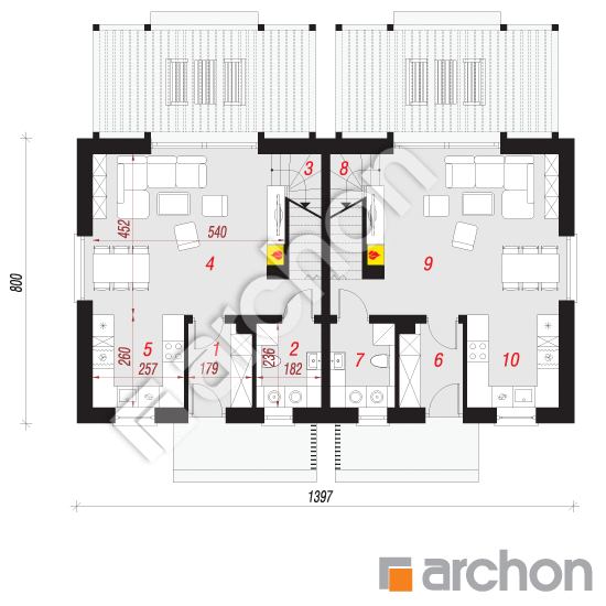 Проект дома ARCHON+ Дом в катранах (Р2) План першого поверху