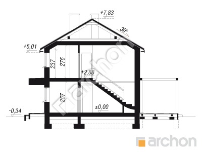 Проект дома ARCHON+ Дом в катранах (Р2) Розріз будинку