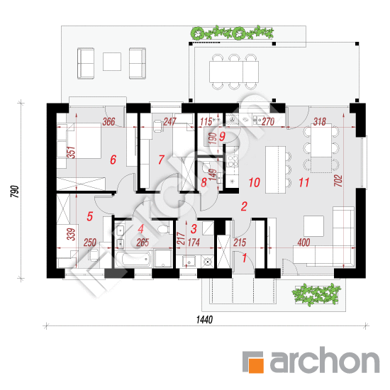 Проект дома ARCHON+ Дом в ирисе (НА) План першого поверху
