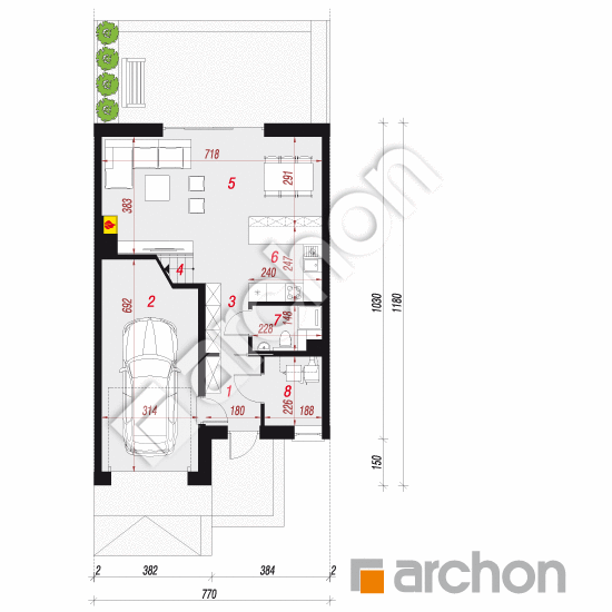 Проект будинку ARCHON+ Будинок в клематисах 20 (С) вер. 2 План першого поверху
