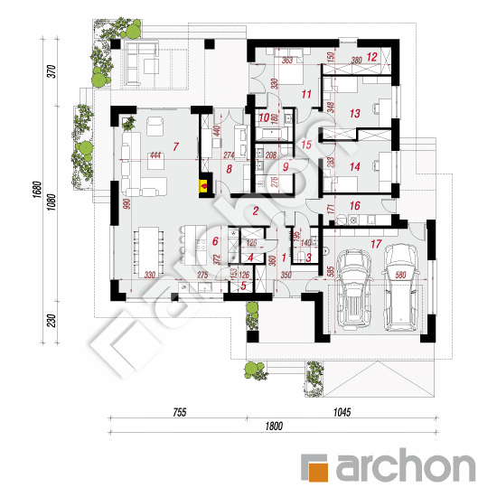 Проект будинку ARCHON+ Будинок в джонагольдах 6 (Г2) План першого поверху