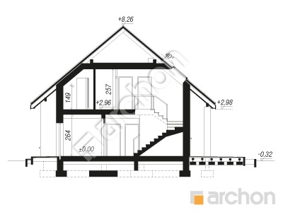 Проект дома ARCHON+ Дом в яблонках 4 (E) ВИЭ Розріз будинку
