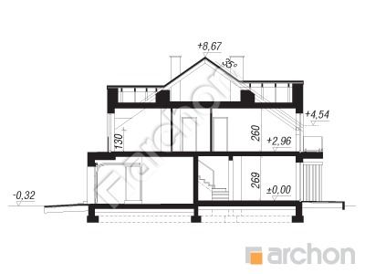 Проект дома ARCHON+ Дом под гинко 18 (ГР2) Розріз будинку