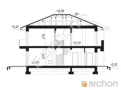 Проєкт будинку ARCHON+ Вілла Юлія 2 вер.2 Розріз будинку