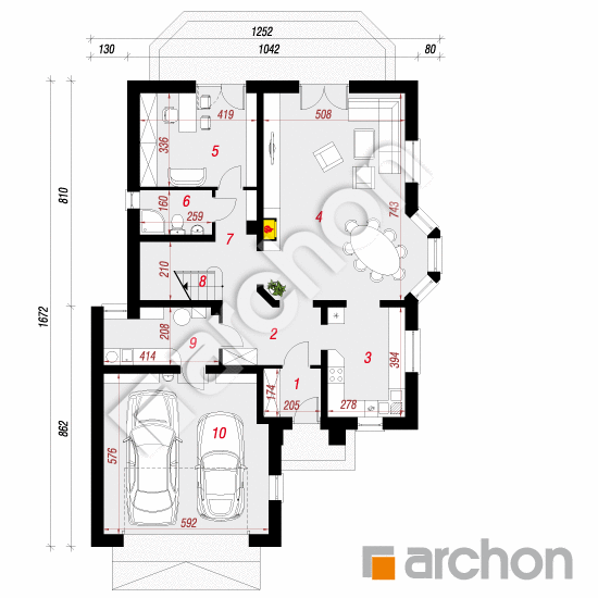 Проект будинку ARCHON+ Будинок в орхідеях вер.2 План першого поверху