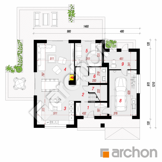 Проект будинку ARCHON+ Будинок в чорнушці 3 План першого поверху