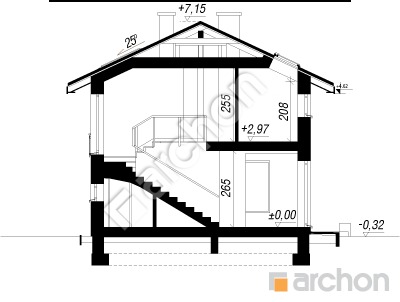 Проект дома ARCHON+ Дом под кофейным деревом вер.2 Розріз будинку
