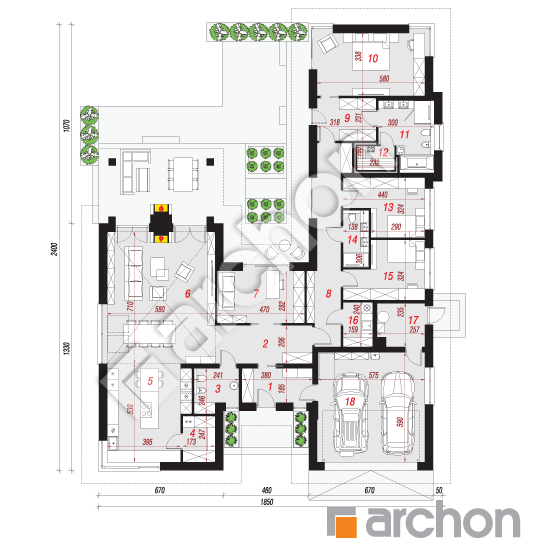 Проект дома ARCHON+ Дом в кливиях 6 (Г2) План першого поверху